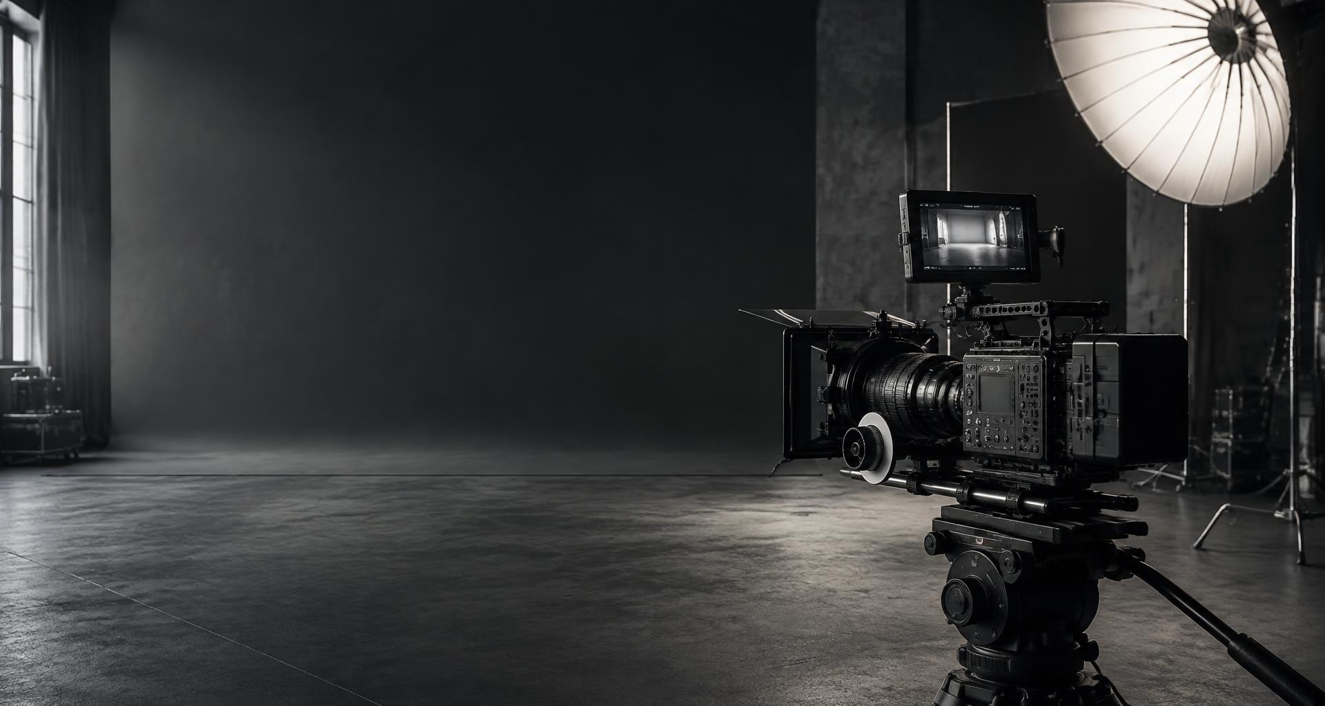 Cinema camera and lighting on a creative production set